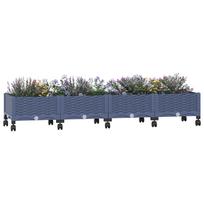 Garden Planter with Wheels Blue Grey 160 x 40 x 33 cm PP