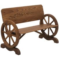 Fir Wood 2-Seater Outdoor Garden Wagon Wheel Bench, Carbonized Brown 114 x 58 x 80 cm