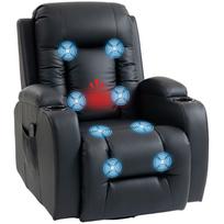 Massage Chair with Rocking, Reclining & Heat Function, 3 Modes, Rotatable, Black 99 x 82 x 103 cm
