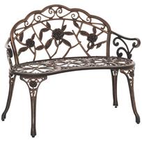 Garden Bench 2-Seater Made of Metal, Retro-style Seating Bench, Park Bench with Floral Pattern 100 x 54 x 78 cm, Bronze 100 x 54 x 78 cm