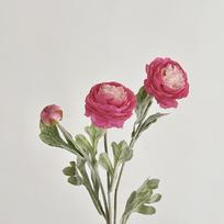 Flocked 3-Head Open Lotus Peony Faux Flower Bouquet for Living Room/Dining Table Decor