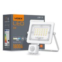 Halogen floodlight PIR motion sensor 20W neutral light 5000K 1800lm IP65 LUCA Videx