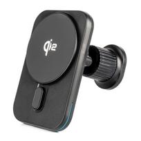 Car phone holder for grille and cockpit with fast Qi2 15W inductive charger AMIO-04179