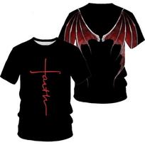3D Printed Wings Cross Summer Men's T Shirt Round Neck Short Sleeve T-Shirt Breathable Quick Drying Sports Comfortable Top S