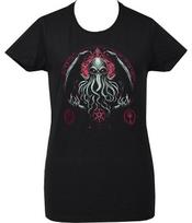 Cthulhu Women's Horror T-Shirt H P Lovecraft Cryptid Lovecraftian Tentacles M