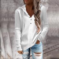 Europe and the United States cross-border hot sale 2026 autumn and winter new pullover solid color sweater urban leisure long sleeve hooded loose S