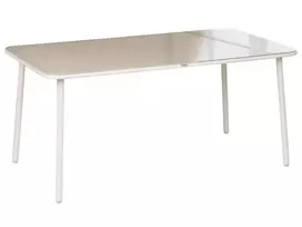 Sodo stalas CARAVINO 160 cm 90 cm metalinis šviesiai smėlio spalvos