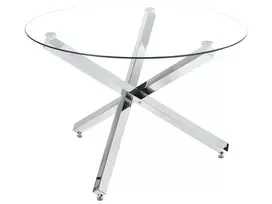Valgomojo stalas BUTLER sidabrinis 110 cm grūdintas stiklas