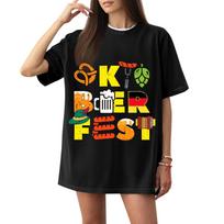 Women's Oktoberfest T-Shirt - Casual Letter Print Short Sleeve Top, Festival Tee S
