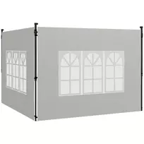 2 vnt. rinkinys šoninių sienelių lauko terasai/pavėsinei 3x3 3x6 m, baltos, atsparios vandeniui, su langu