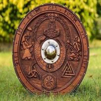 „Fenrir Shield“ visiškai rankų darbo raižytas vikingų skydas rankų darbo viduramžių skydas