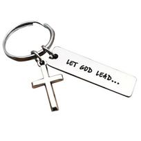 Stainless Steel Cross Keychain Guidance Keychain Religious Key Rings Stylish Key Holder Bag Accessories for Believers