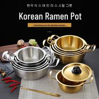 Koreiškas nerūdijančio plieno ramen puodas: Mažas dviejų ausų makaronų ir sriubos indas 16 cm