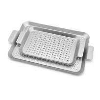 2Pcs Outdoor Frying Pan Grill Tray Metal Grill Plate BBQ Grill Pans With Holes And Handle Oven Baking Dish Cookie Tray