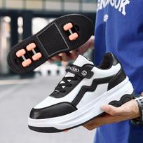 6 Wheels Children's Roller Skates Shoes Detachable Shoes with Wheel 2 in 1 Removable Pulley Skate Skating Parkour Racing Sneaker 30