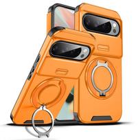 For Google Pixel 10 Pro 10 Pro XL Case Heavy Duty PC+TPU Ring Car Mount Magnetic Stand Slide Camera Cover Google Pixel 10 oranžinė