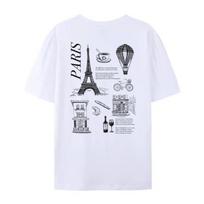 Paris France Loose Streetwear Graphic Tees Women Vintage Aesthetic Travel T Shirt Eiffel Tower Graphic Tees Unisex Vacation Tops S
