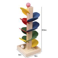 Mini Colorful Tree Marble Ball Run Track Building Blocks Kids Wooden Toys Montessori Learning Educational Toys for Children Gift beige