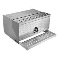 Semi-Truck Step Tool Box, 760 x 750 x 400 mm Heavy Duty Aluminum Diamond Plate Toolbox, Waterproof Cab Entry Step Storage Box with T-Handle Lock &