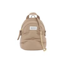 Maison Margiela Glam Slam White Logo Tag Zip Closure Ruched Napa Leather Shoulder Crossbody Bag Women Bags Beige S56WA0014P4300T2070 Basic Set (Bag+Dust Bag)
