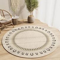 Modern Minimalist Round Jute Rug with Grey Trim Boho Chic Decor Circle Carpet  Neutral Home Decor Accent Rug 80cm x 80cm