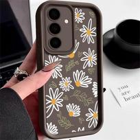 Minkštas TPU dėklas Samsung Galaxy A56 A17 A36 A26 A55 A16 A15 A25 A54 5G S25 Edge S22 S23 Ultra S24 FE Meninės Gėlės Telefono Dangtelis Galaxy S24+