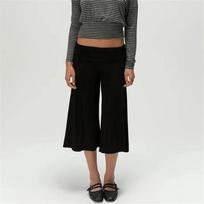 Women's Low Rise Capri Pants Fold Over Waist Flared Cropped Trousers Medium Stretch Casual Streetwear Summer Lounge Pants S