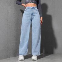 Women's High Waist Wide Leg Jeans Loose Fit Denim Pants Spring American Street Style Light Wash Floor-Length Trousers XS
