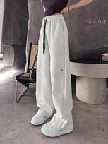 Women's High Waist Wide Leg Pants Loose Banana Sweatpants American Style Embroidered Straight Casual Curved Sport Trousers S