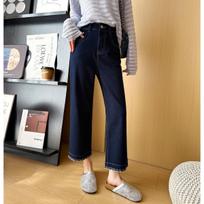 Women's High Waist Straight Leg Jeans Straight Jeans Japanese Casual Embroidered Lace Cropped Denim Pants S