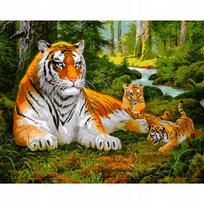 DIAMOND EMBROIDERY MOSAIC 5D TIGER with CHICKS 30x40