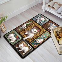 Cats Art Pattern Rug Floor Mat for Living Room or Bedroom Soft and Comfortable Carpet a Gift for Birthday and Holiday. 40x60cm( 15x23in )