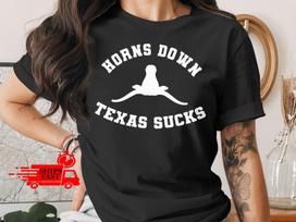 Horns Down T-Shirt Comfort Colors Texas Sucks College Rivalry Football Shirt XXL