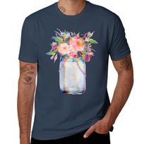 Abstract Pink Flowers TShirt Gym Exercise Short Sleeve TShirt S