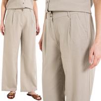 Women's Linen and Viscose Trousers Casual with Pockets Comfortable MORAJ 3XL BEIGE