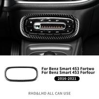 Carbon Fiber Center Console AC Panel Trim Sticker for Smart 453 Fortwo Forfour 2016-2024 black
