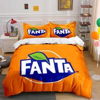 Orange FANTA Logo Bedding Set Bedding set (1 duvet cover, 2 pillowcases, duvet not included) 135x200cm