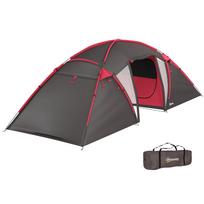 Tunnel Tent, Camping Tent for 4-6 People, with 3 Rooms, Light Hook, Double Doors, Grey 615 x 235 x 195 cm