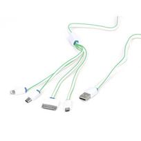 Omega Hydra 4In1 Micro Usb + Mini Usb + Iphone4 + Lightning Usb Cable White & Green [42814]
