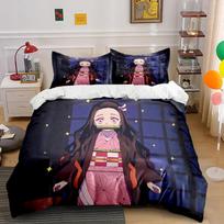 Anime Girl Pattern Bedding Set Bedding set (1 duvet cover, 2 pillowcases, duvet not included) 135x200cm
