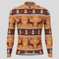 2023 Cross-border Christmas cycling wear, bicycle fleece sweater pattern, long-sleeve top, warm road bike gear XS