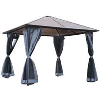 3m x 3m Kietas Stogas Metalinis Rėmas Tinklelis Apklotas Pavėsinė Juoda 300 x 300 x 265 cm pilka