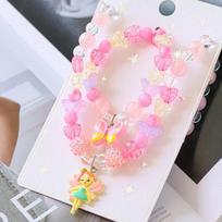 Forest Fairy Butterfly Beaded Necklace & Bracelet Jewelry Set for Kids 2 Pcs