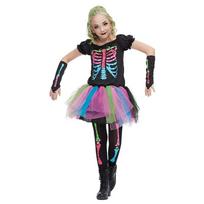 Mergaitės Helovino skeleto suknelės kostiumas Tutu sijonas Baisus Cosplay Funky Punky Bones puošni suknelė S