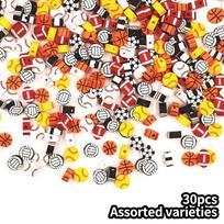 30/50/100PCS Sports beads, baseball, soccer, basketball, volleyball, rugby beads, clay beads, DIY bracelets for jewelry making, necklace keychains 50pcs black