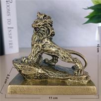 Auksinės kinų liūtų statulos skulptūros gyvūnai drakono figūrėlės ornamentai dervos amatas Feng Šui namų biuro dekoracija bronza