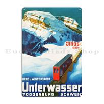 Visit Unterwasser Village In Toggenburg Schweiz For Winter Sports Old Travel Poster 1934 Metal Plaque Poster Wall Cave 20x30cm