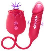 SuperLove Sucking & Thrusting Double Ended Vibrating Dildo Red