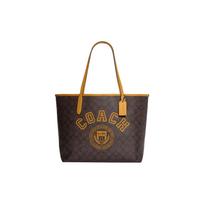Coach City 33 Classic Logo Print Tote Bag With Zipper Women Tote Bags Brown Yellow CB869-QBUOD Basic Set (Bag+Dust Bag) black