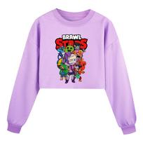4094 Children Girls Fashion Brawl Stars Printed Casual Long Sleeves Round Neck Sweatshirt 110cm